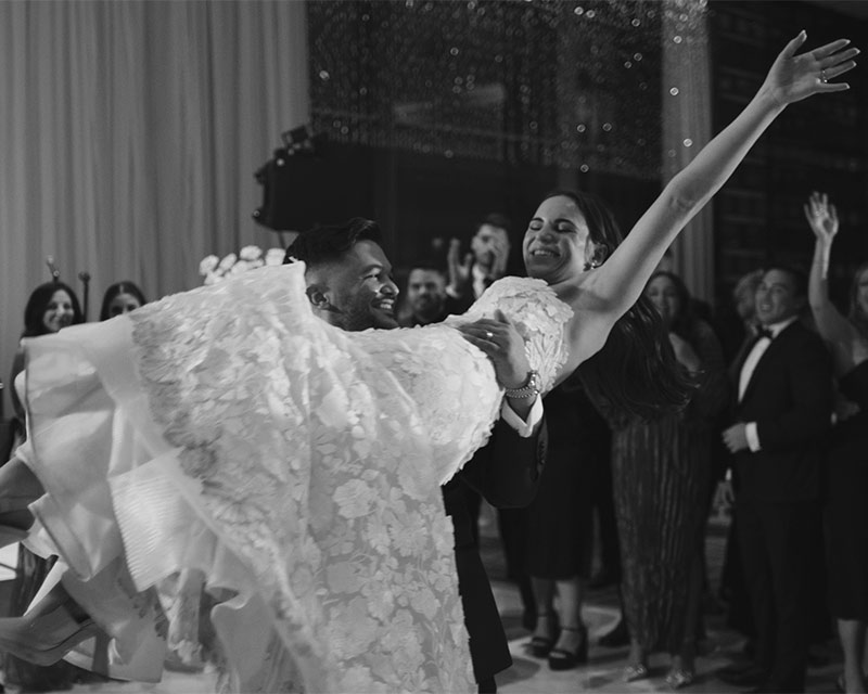Bridgette and Michael dancing at their Four Seasons Toronto wedding