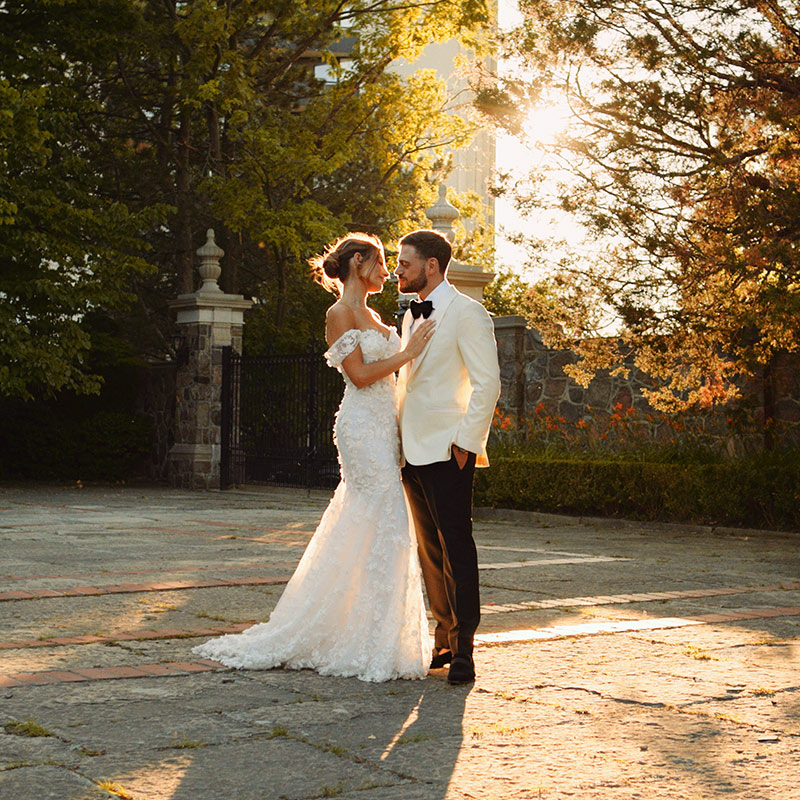 Couple at sunset during their Graydon hall Manor wedding