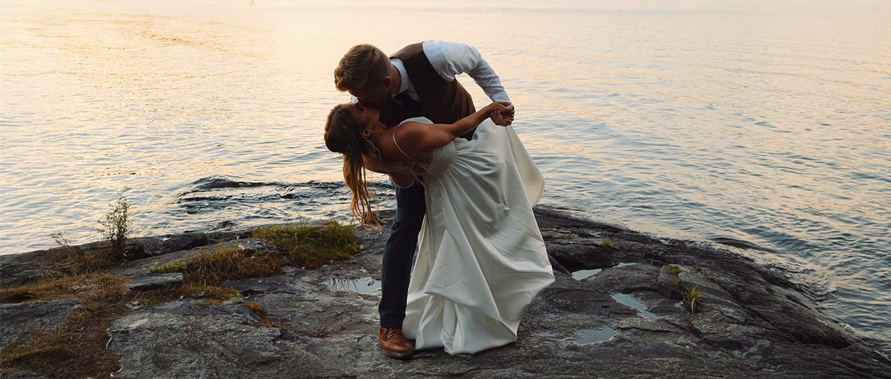 Emily and Myles at their Sherwood Inn wedding on Lake Joseph in Muskoka
