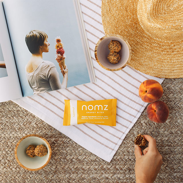 Nomz Hazelnut Bites on the Beach