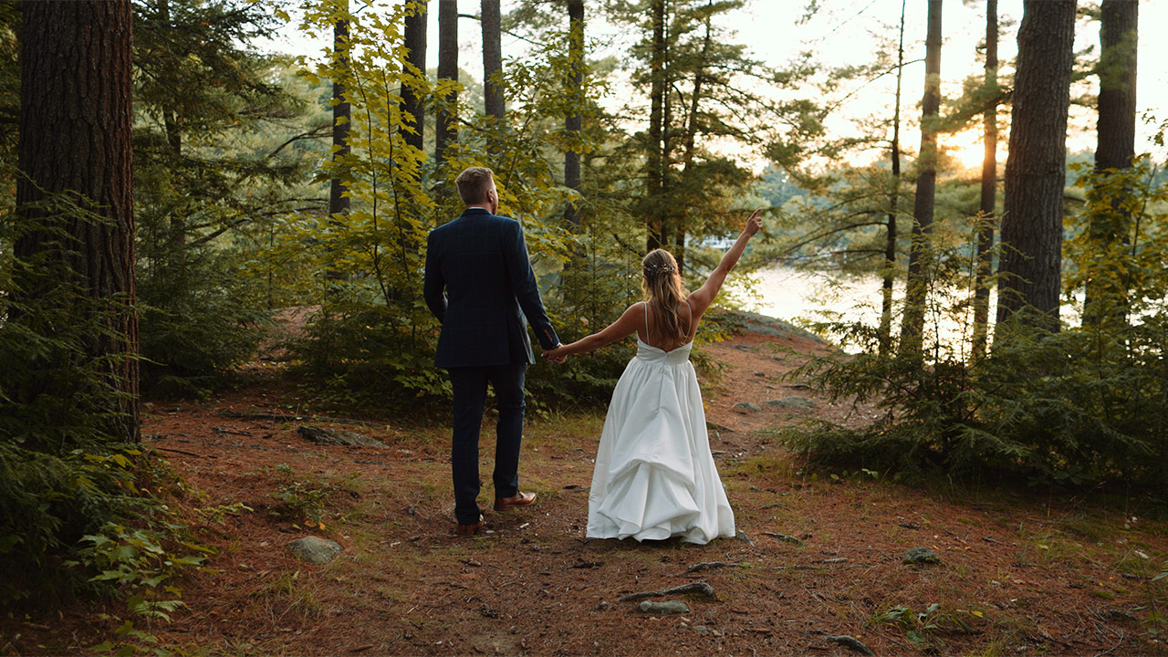 Emily and Myles at their Muskoka lakeside wedding